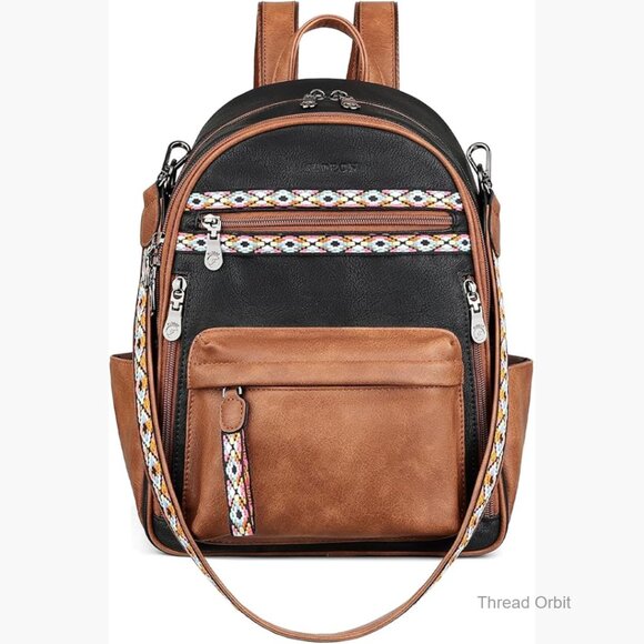 PU Leather Mini Backpack with 14 Pockets, RFID Protection, Water Resistant main image 5